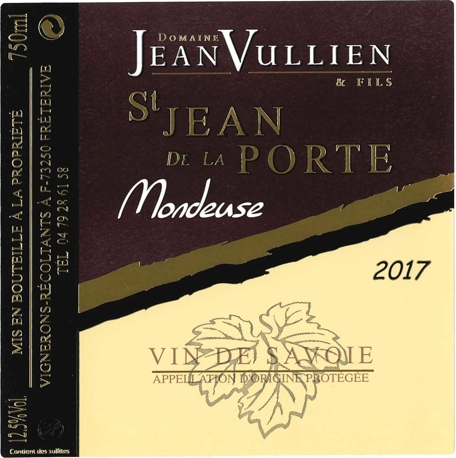 Domaine Jean Vullien St Jean de la Porte Mondeuse front label