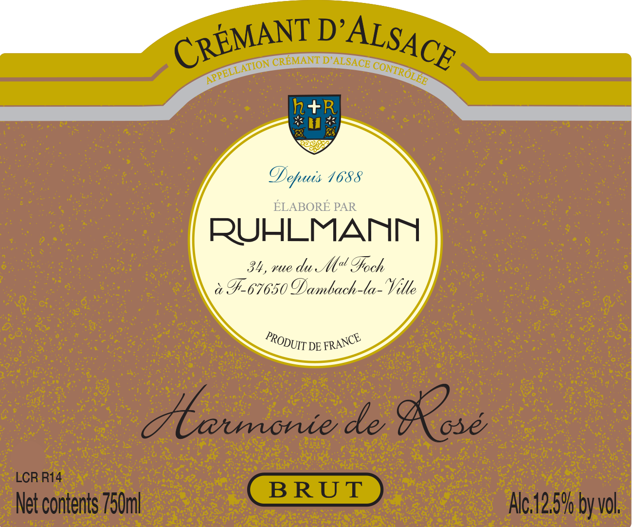Ruhlmann Cremant d'Alsace Brut Rose front label