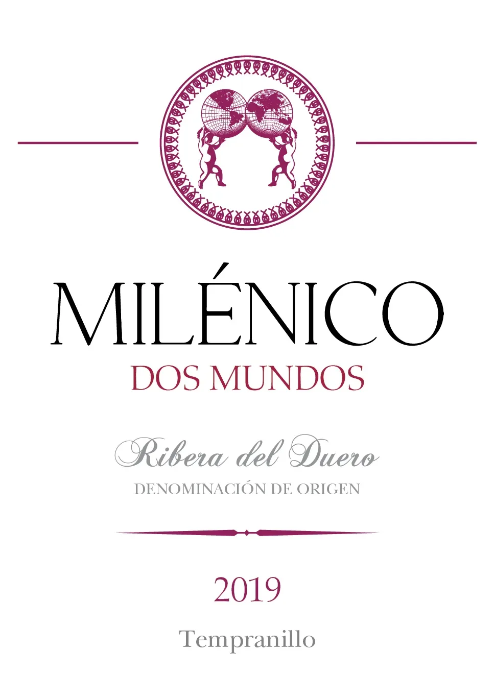 Milenico Dos Mundos Ribera del Duero front label