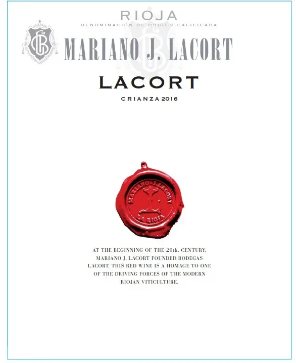Mariano J. Lacort Crianza front label
